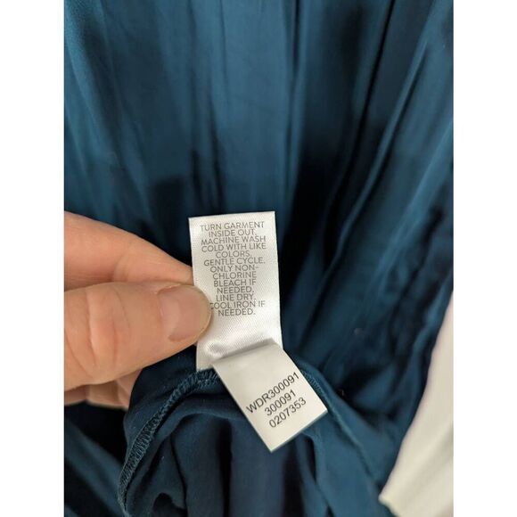 J. Jill Surplice Midi Dress women's size 4x turquoise elastic ruffle coastal - Picture 7 of 8